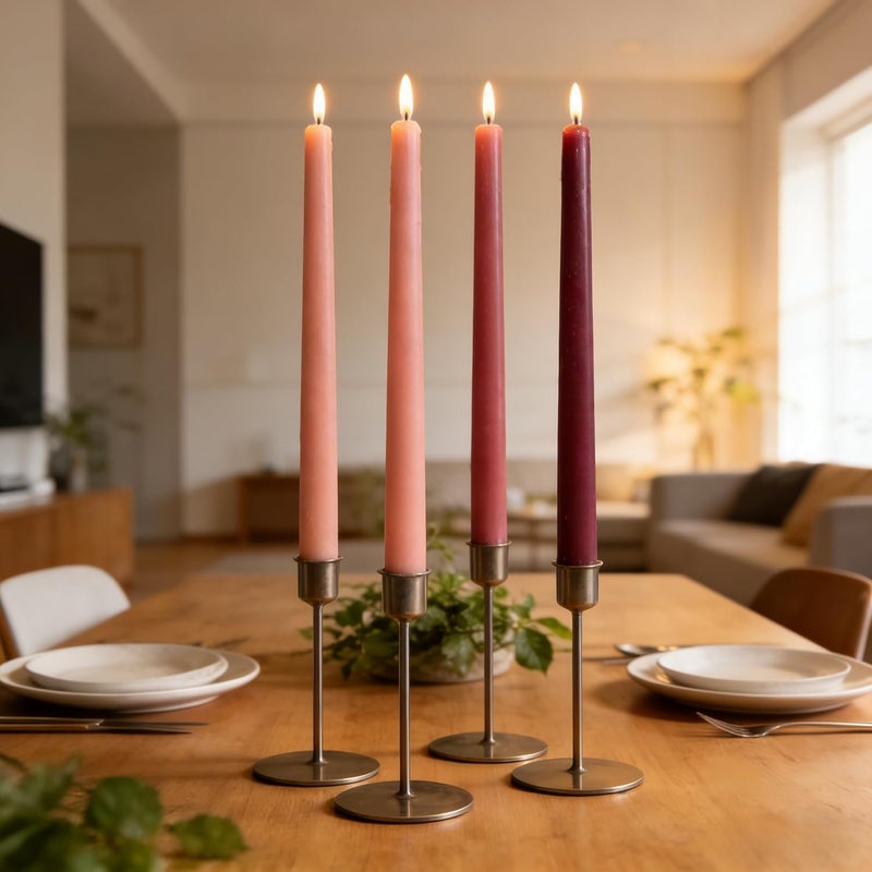 Sihuida 12-Pack Gradient Dusty Rose Taper Candles, 10 Inch Unscented Dripless Candlesticks, Long-Lasting Burn Time of 7-8 Hours, Perfect for Dinners Parties and Home Décor - Image 2